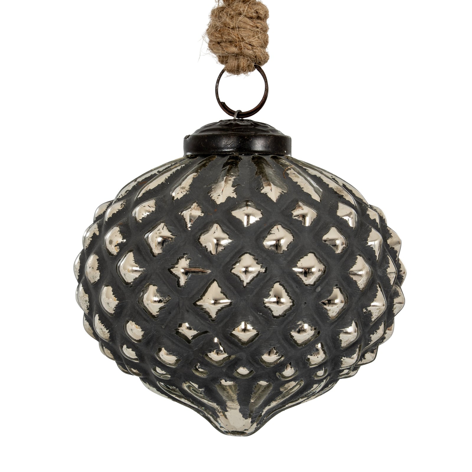 Grey Metallic Collection Large Teardrop Combe Bauble