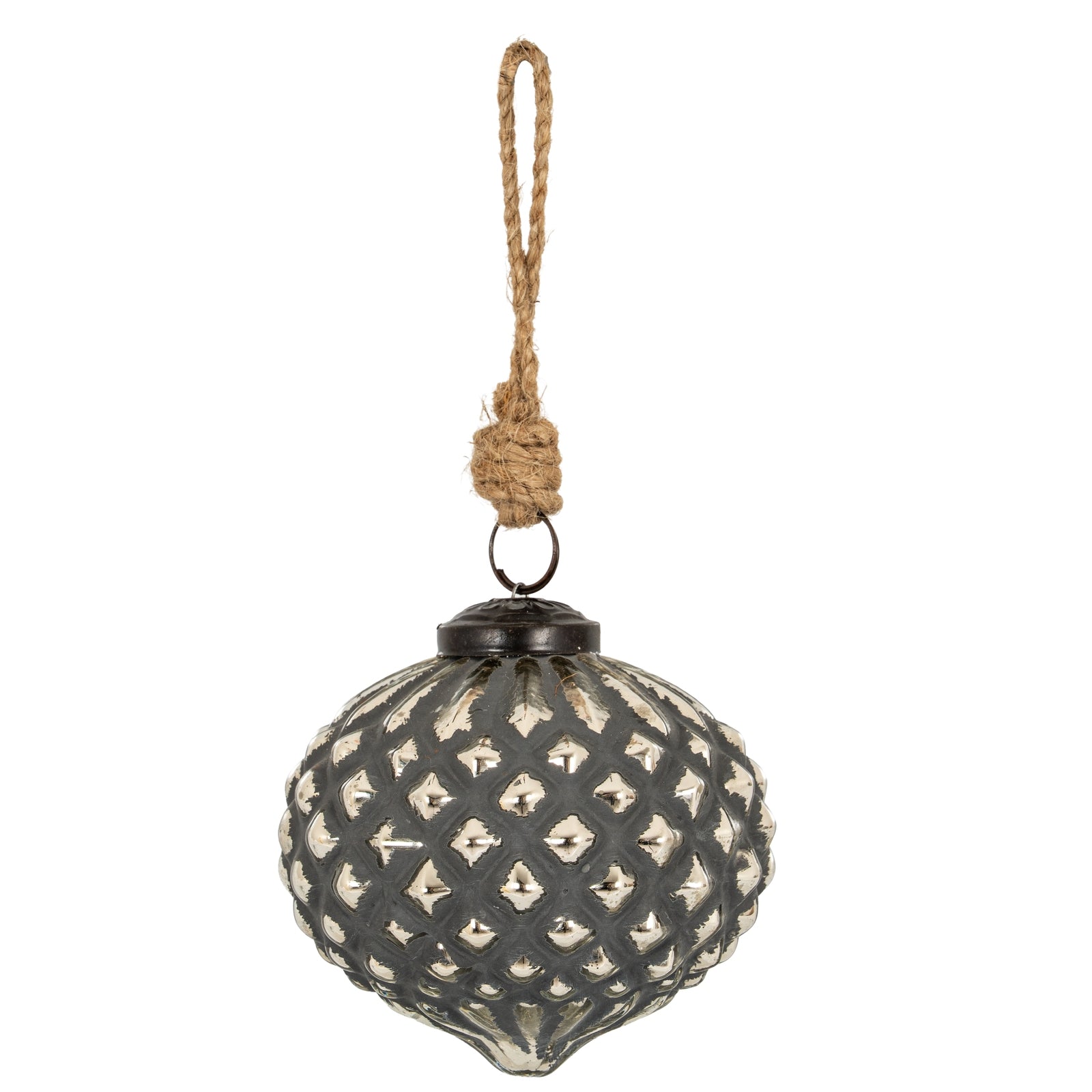 Grey Metallic Collection Large Teardrop Combe Bauble