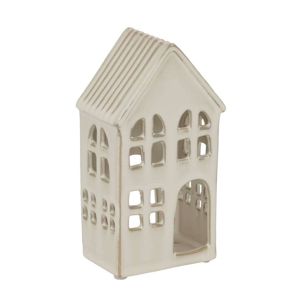 Large White Ceramic House Tea Light Holder