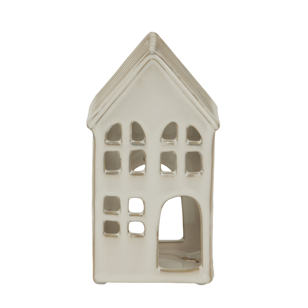 Large White Ceramic House Tea Light Holder