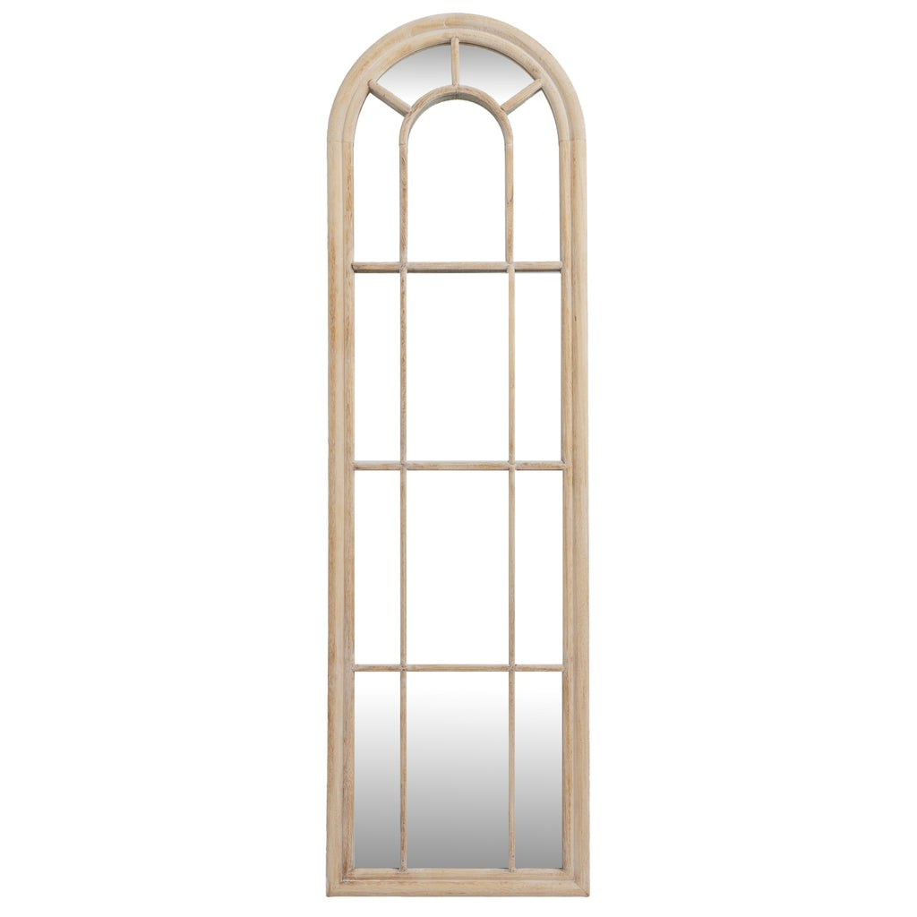 Washed Wood Tall Arched Window Mirror