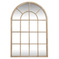 Washed Wood Arched Window Mirror