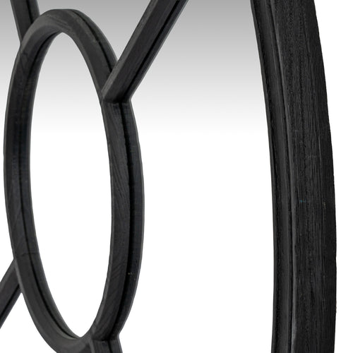 Black Wood Round Window Mirror