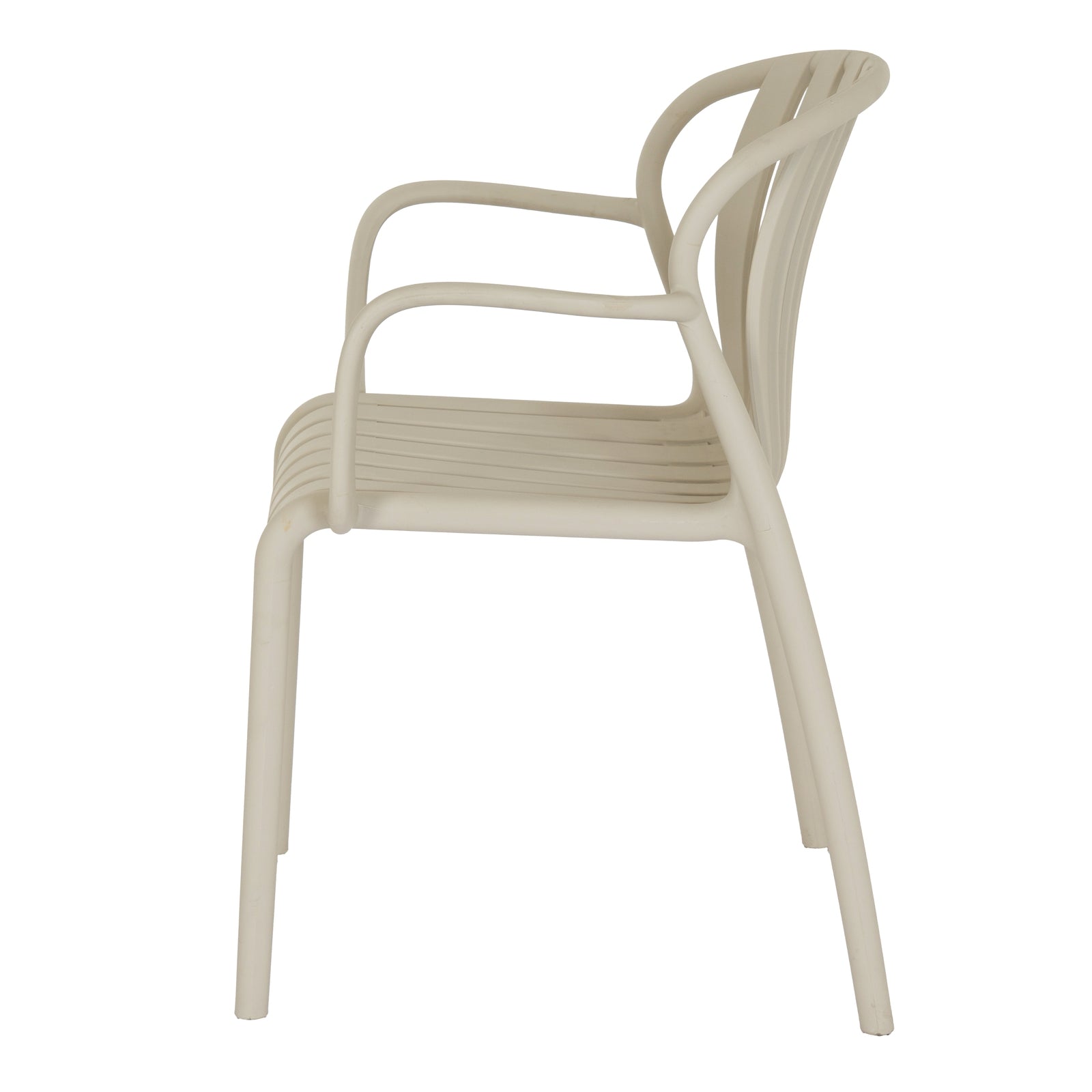 Beige chair with armrests on a white background