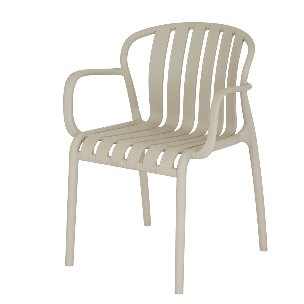 Beige chair with armrests on a white background