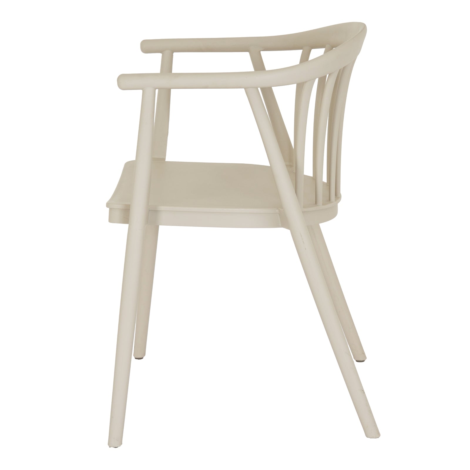 Beige chair with armrests on a white background