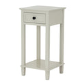 White side table with a drawer on a white background