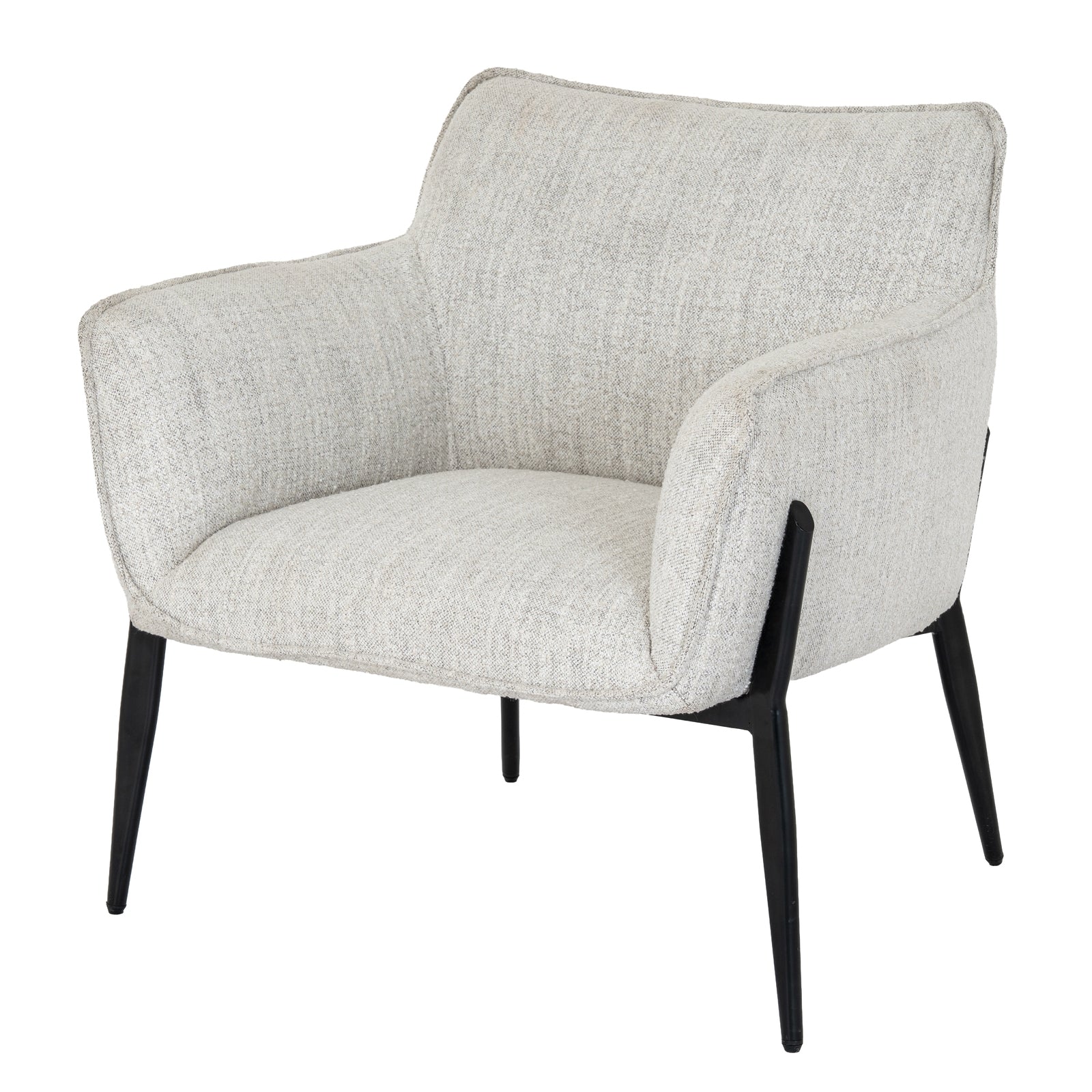 Gray armchair with black legs on a white background