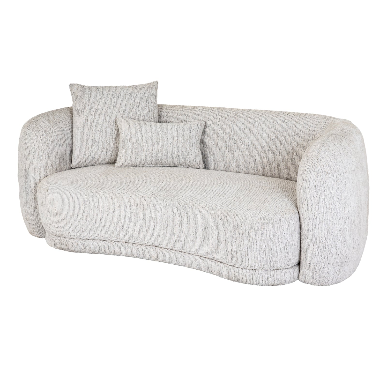 Light gray sofa with two cushions on a white background