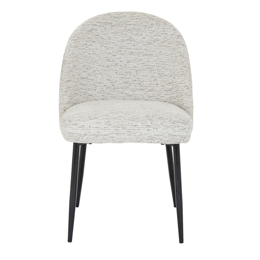 Gray textured chair with black legs on a white background