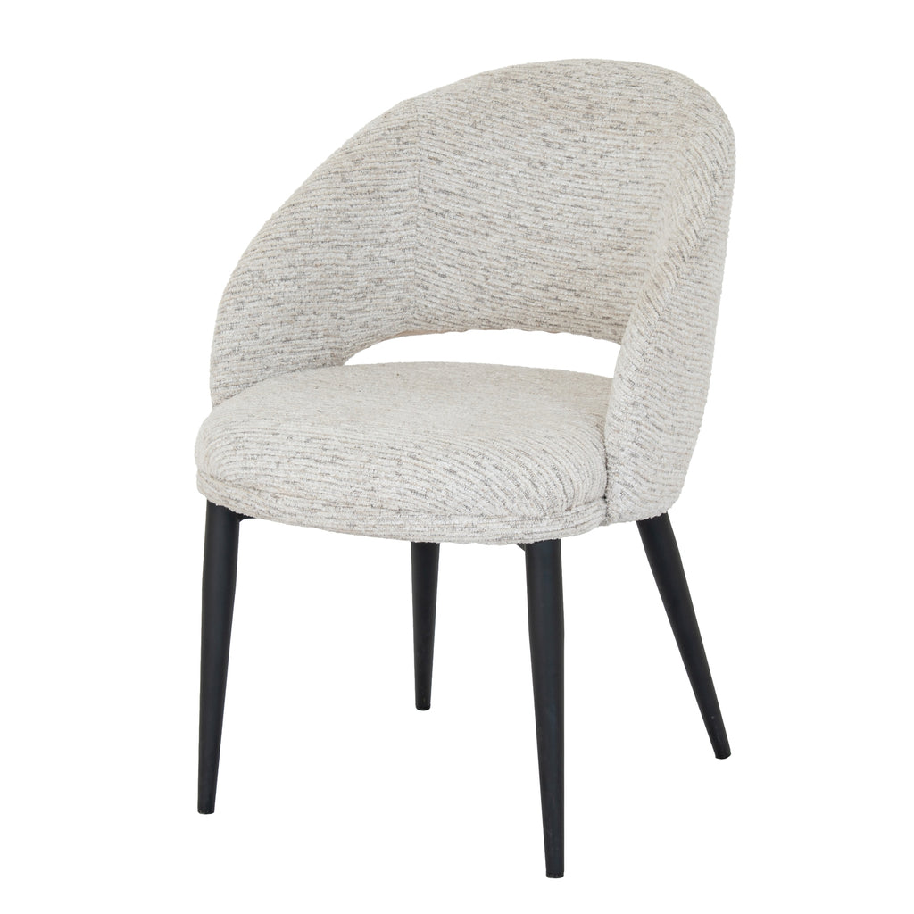 Chair with textured beige backrest and seat on a white background