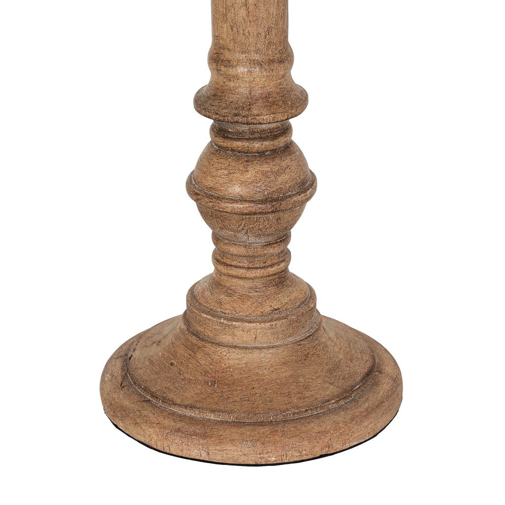 Wooden pedestal base on a white background