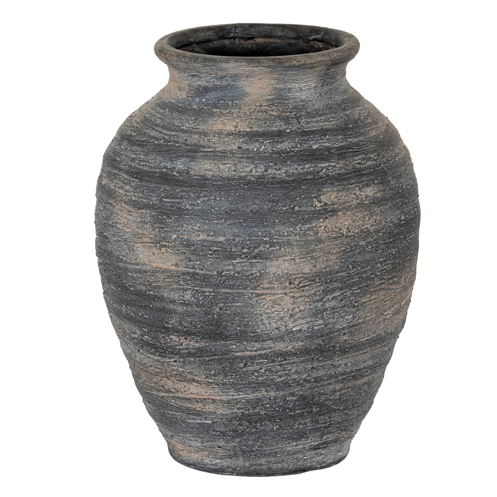 Textured gray vase on a white background
