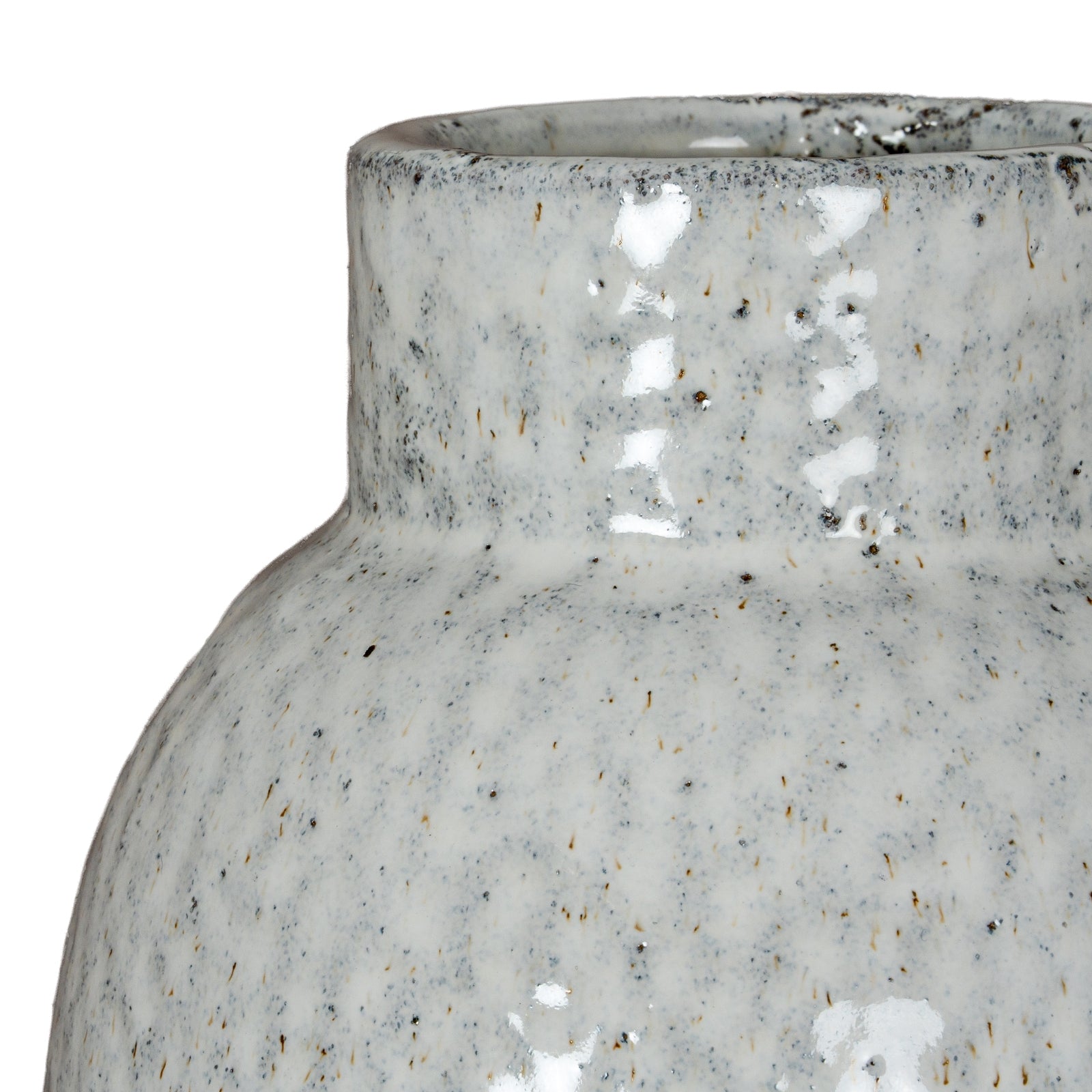Close-up of a textured ceramic vase on a white background