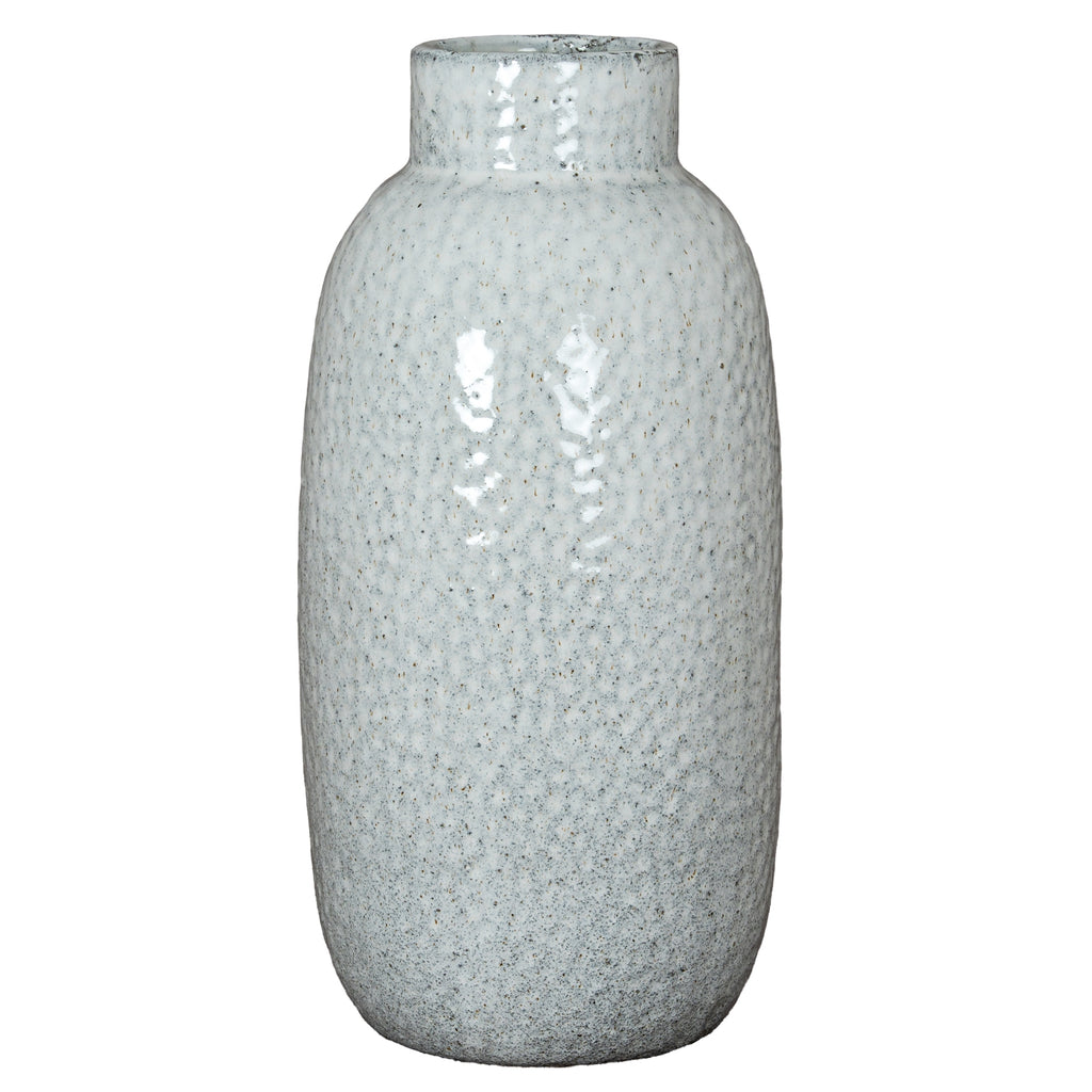 Textured gray vase on a white background