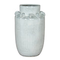 White textured vase with four handles on a white background