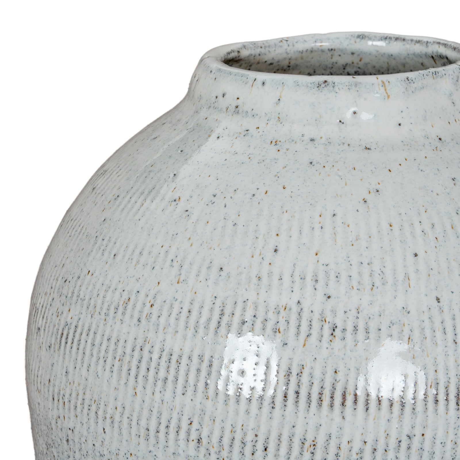 Textured gray ceramic vase on a white background