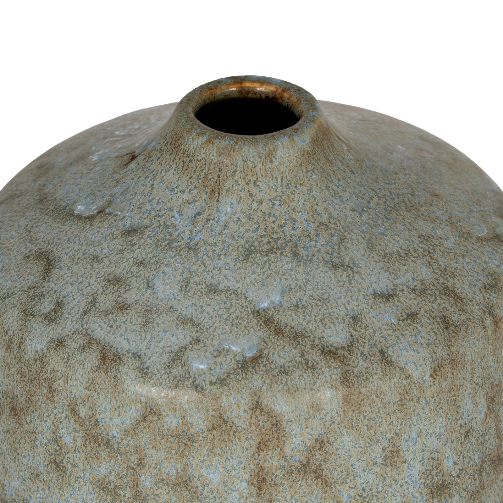 Close-up of a textured ceramic vase on a white background
