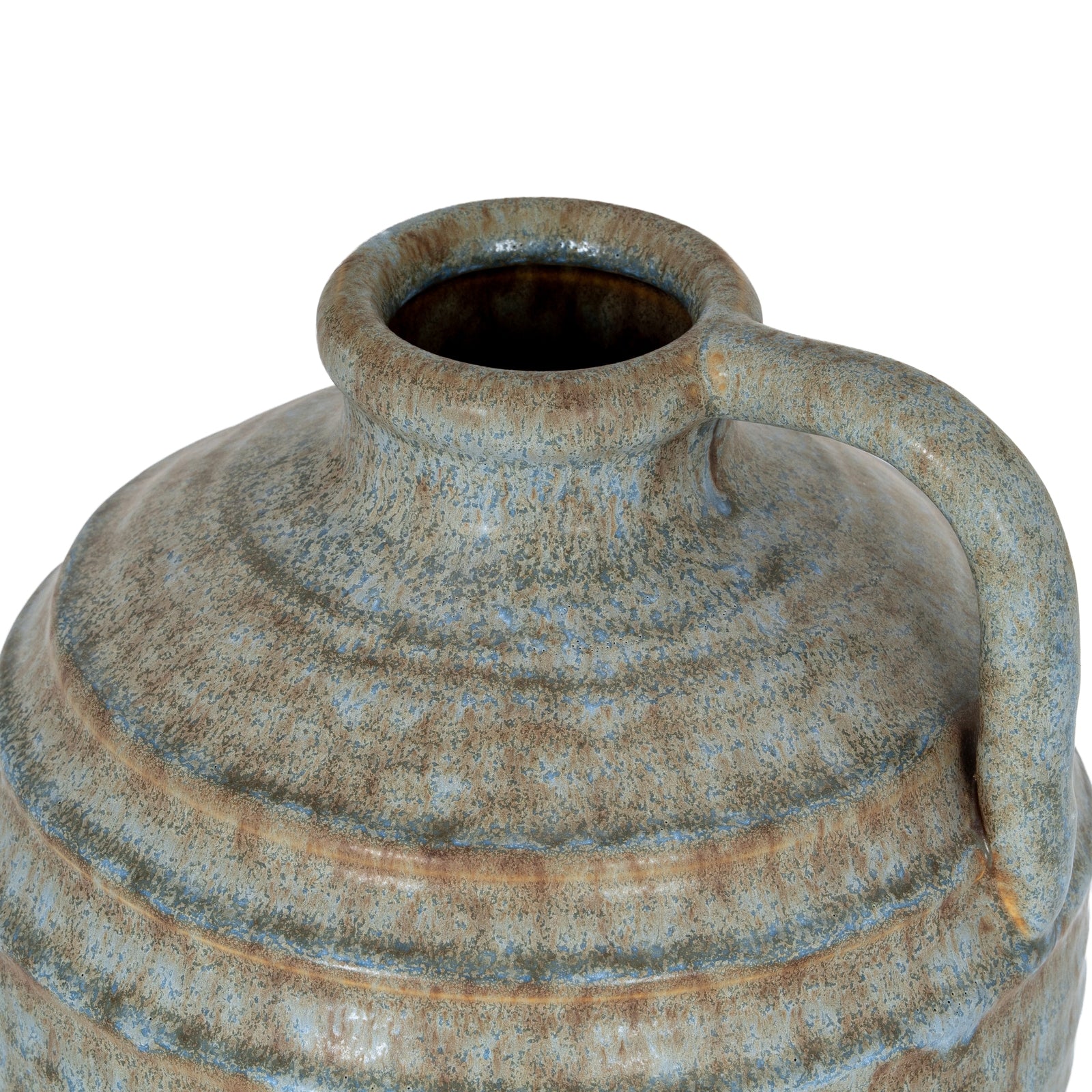 Vintage-style ceramic vase with a textured surface on a white background