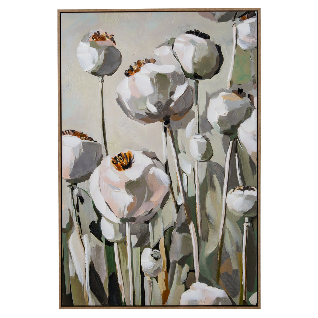 Poppy Heads Hand Painted Canvas in Frame