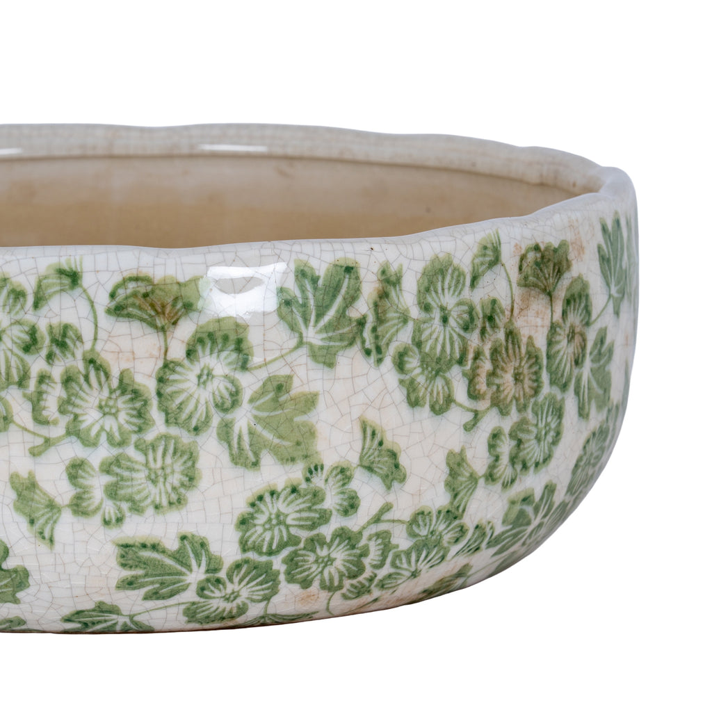 Small Green Clover Ceramic Bowl Pot