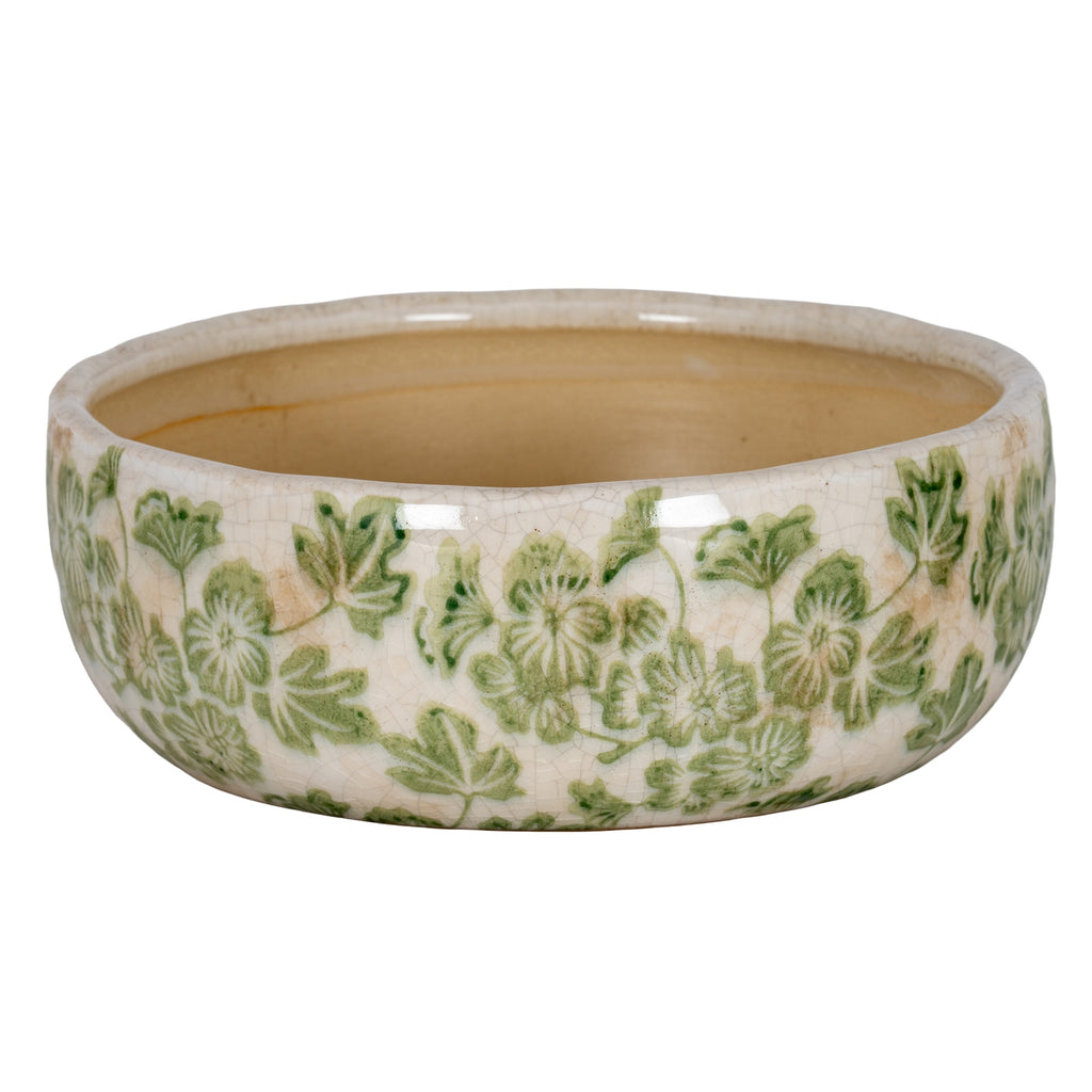 Large Green Clover Ceramic Bowl Pot