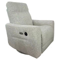 Gray recliner chair with control panel on a white background